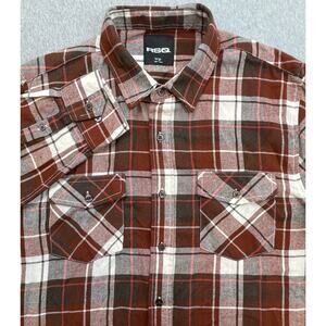 RSQ Shirt Mens Large Plaid Cotton Blend‎ Long Sleeve Pockets Button Up